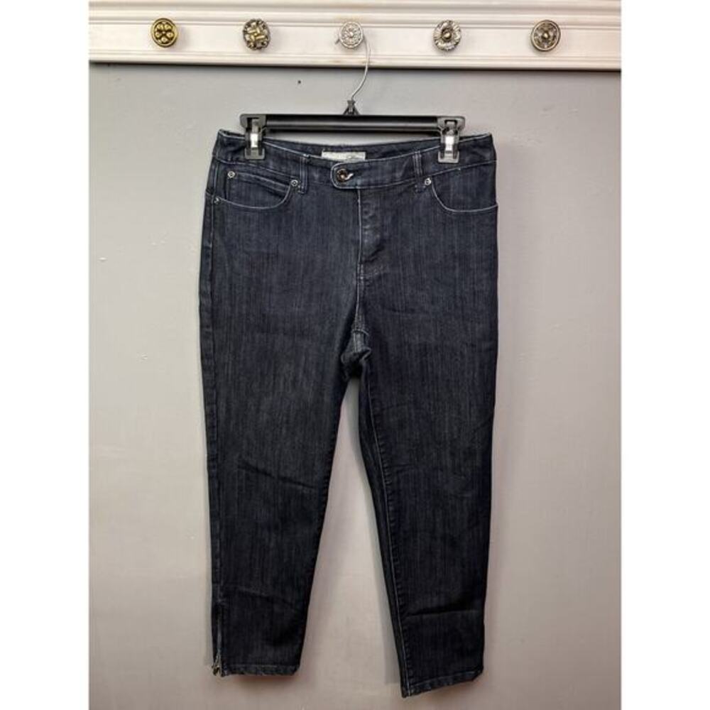 Chico's Platinum Denim Jeans‎ Womens 4 (0) denim blue Zip ankle Classic Stretch
